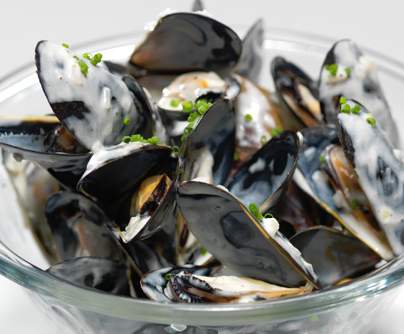Moules style marinière au boursin