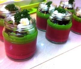 Mousse de Betterave au Thon et son Emulsion de Persil