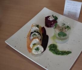 Mousse de cabillaud en habit de légumes et son pesto de mâche