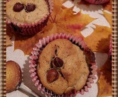 Muffins à la crème de marron, noisette et chocolat blanc.