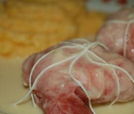 Paupiettes de jambon au poulet sauce crémeuse et purée de rutabaga