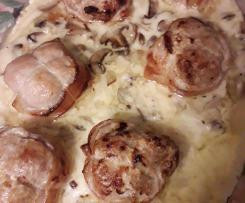 Paupiettes de porc à la crème et aux champignons