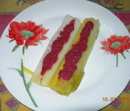 poireau à la vinaigrette de betterave