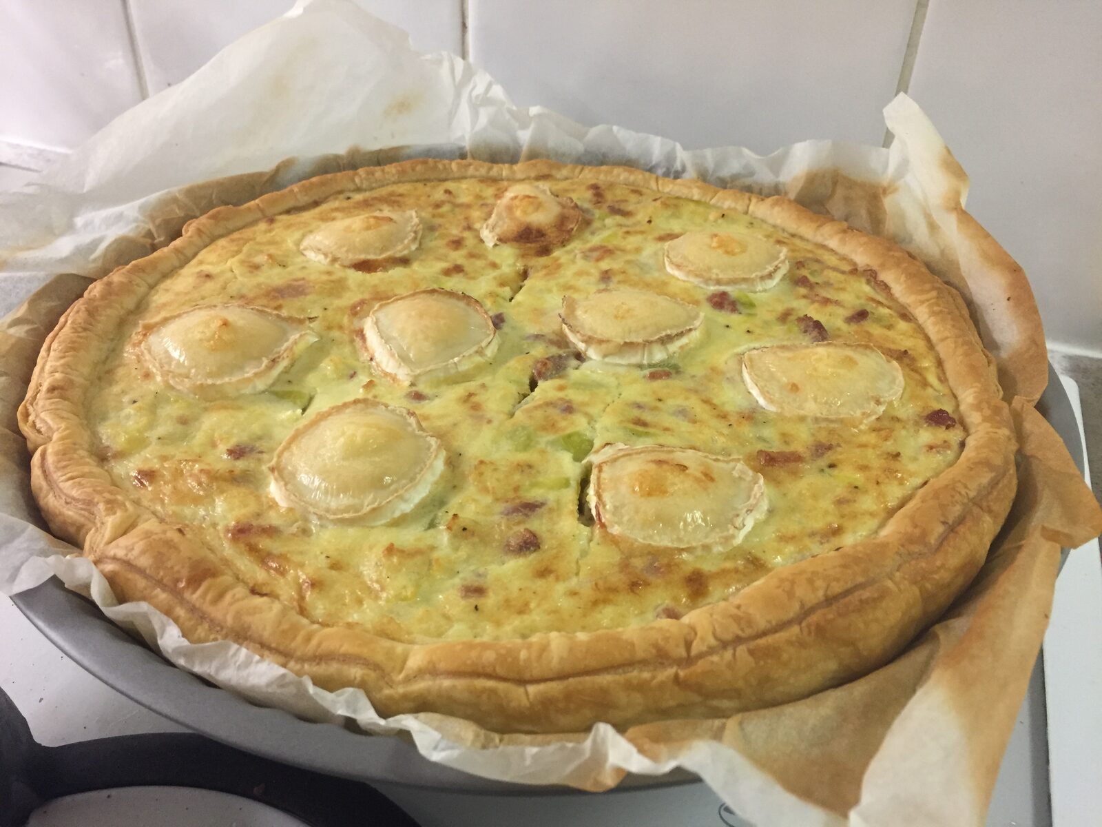 Quiche courgette, lardons, chèvre