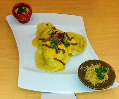 Ravioles à la choucroute et son bouillon au lard