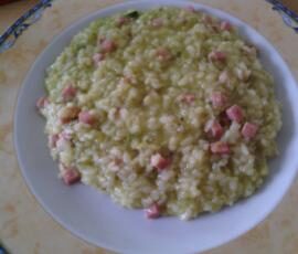 Risotto à la courgette et dés de jambon