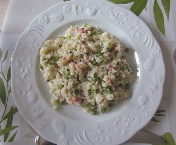 Risotto aux petits pois et lardons