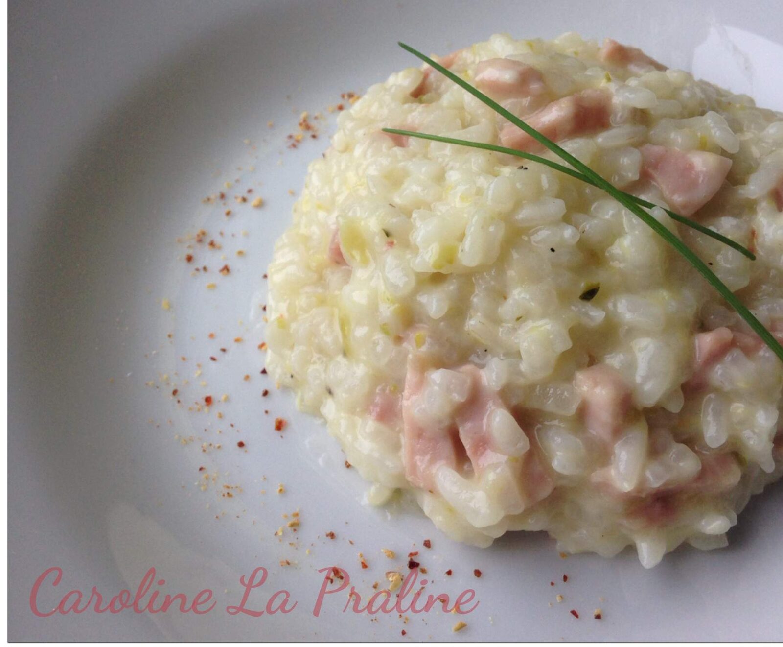Risotto Courgettes lardons et piment d'Espelette