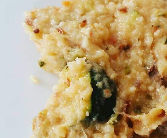 Risotto crémeux courgettes feta et tomates séchées