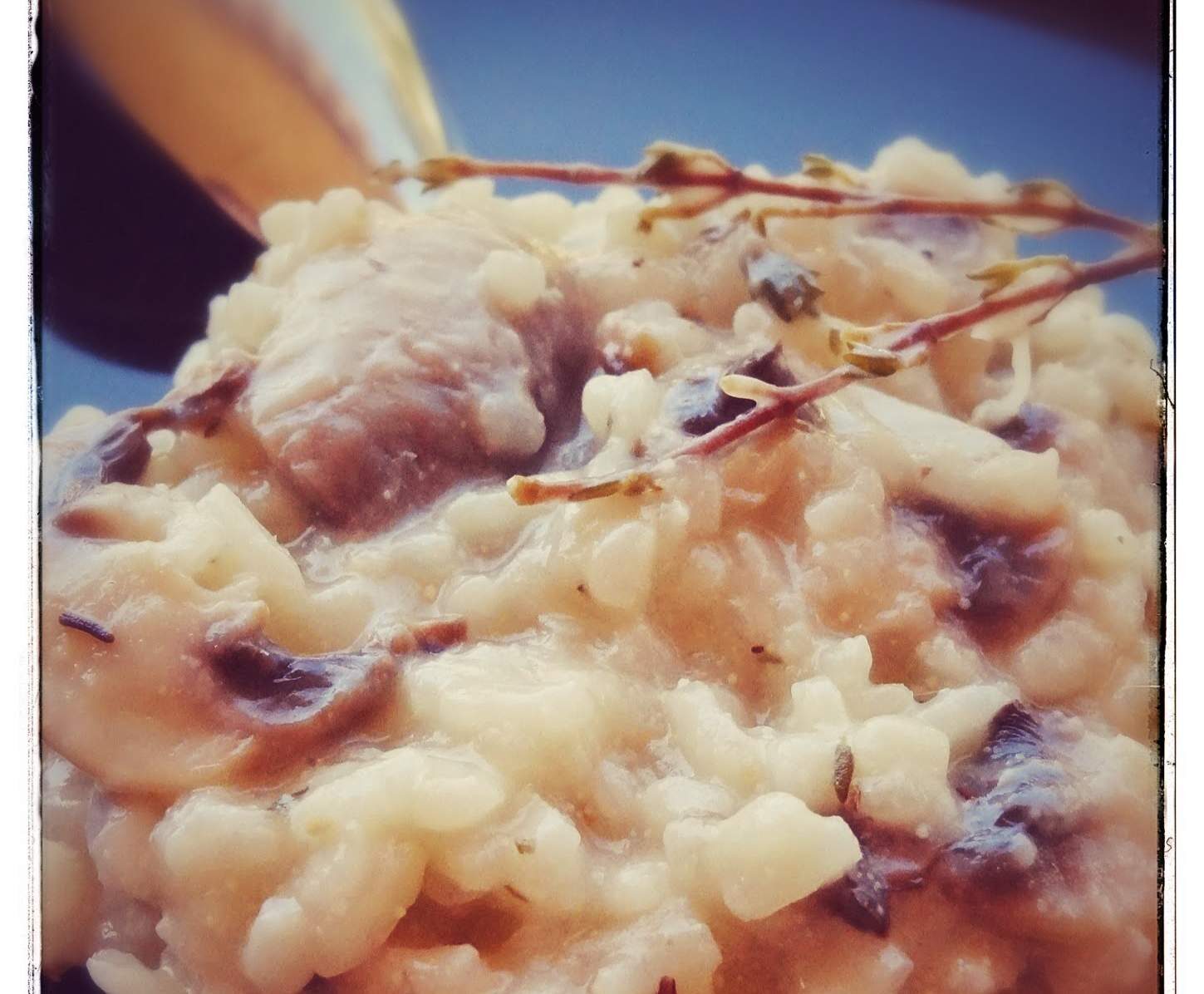 Risotto de champignons, ailerons de volaille caramélisés