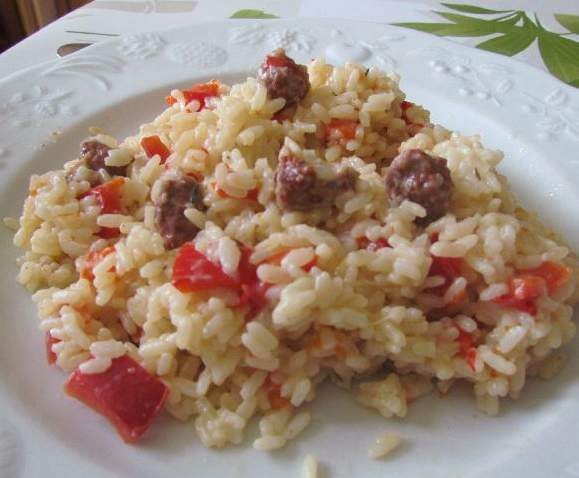 Risotto merguez et poivron