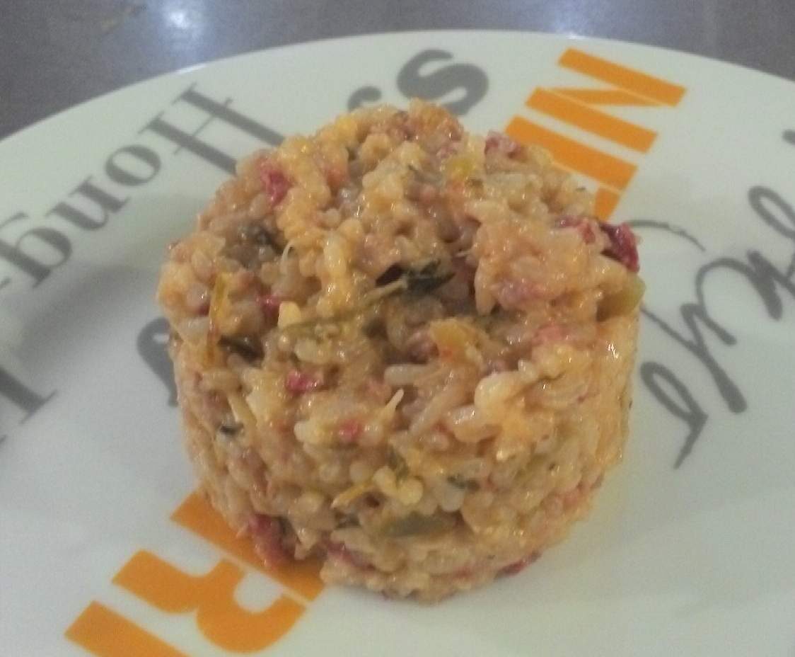 Risotto poireaux, lardons et chorizo