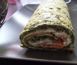 Roulé épinards, saumon fumé et fromage frais