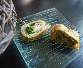 Roulés de crêpes au poulet et fromage