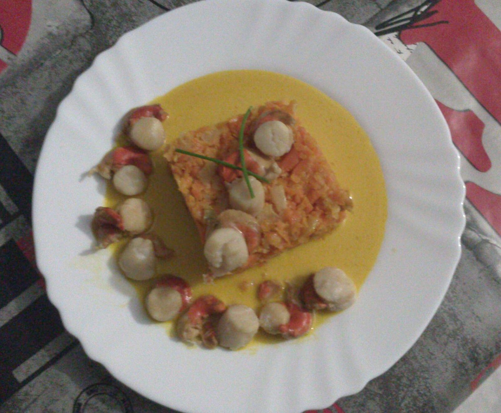 Saint Jacques et carottes a la crème de coco