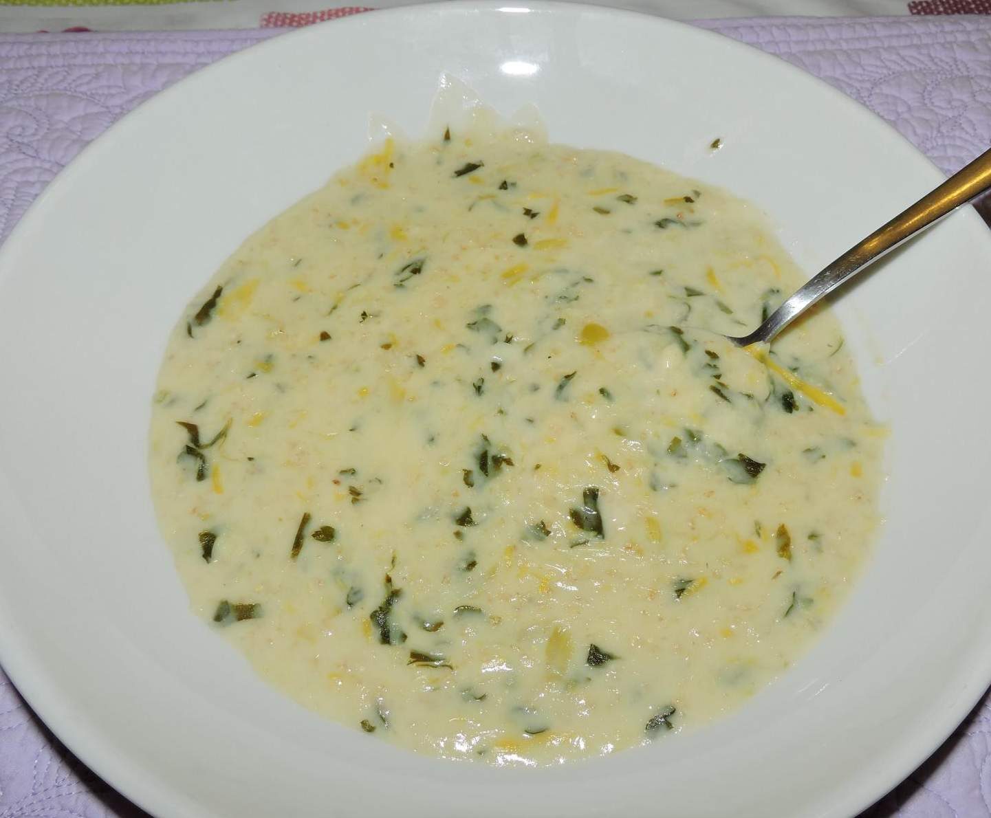 Soupe poireaux et flocons d'avoine