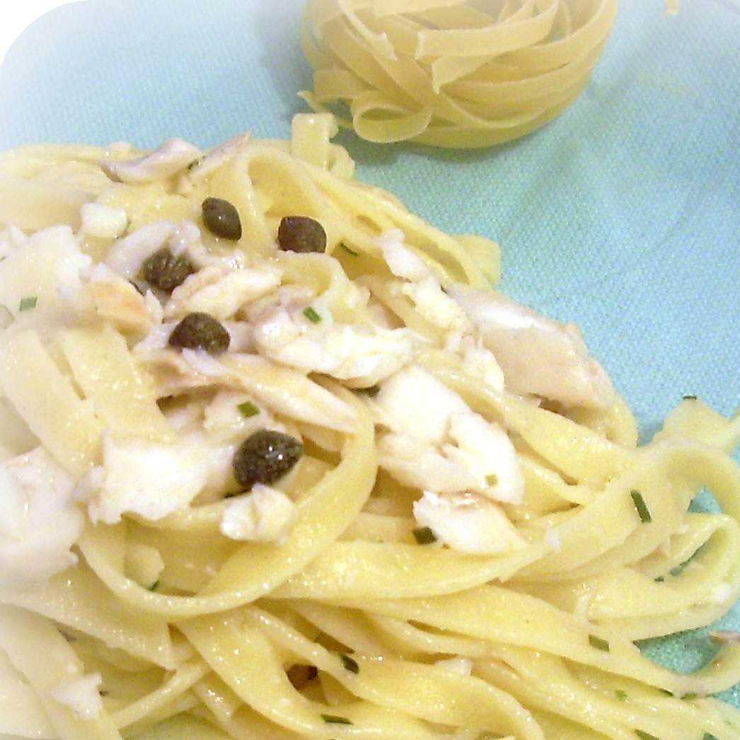 Tagliatelles au cabillaud et câpres