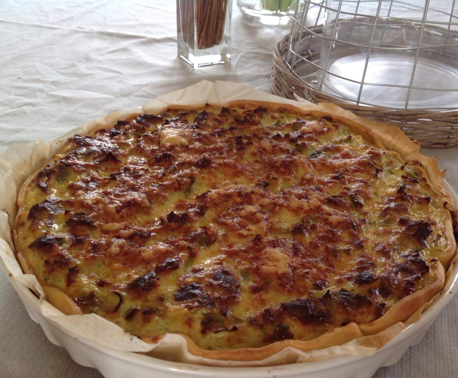 Tarte aux poireaux et son hachi de porc