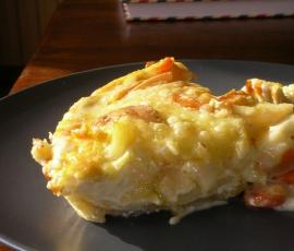 Tarte carottes, panais, raclette