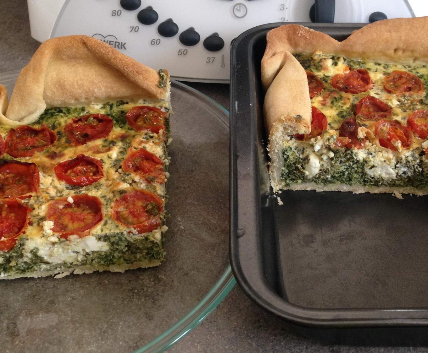 Tarte d'été épinards feta et tomates cerises