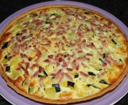 Tarte Moutarde Courgette Oignon Crème Fraiche Allumette Lardon Fumé