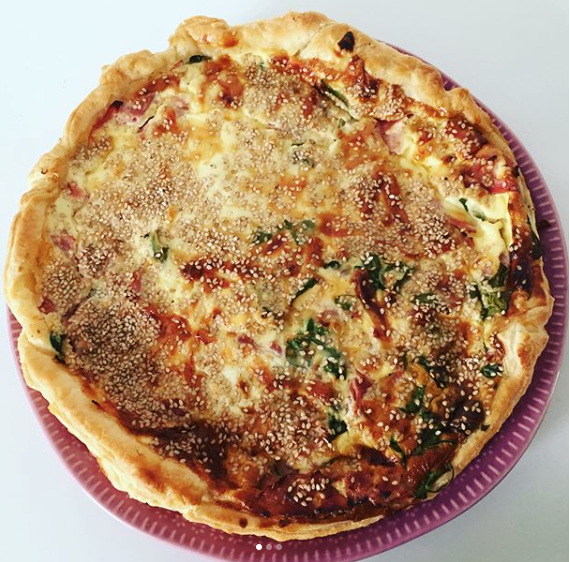 Tarte mozzarelle épinard sésame