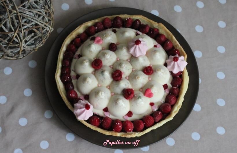 Tarte nougat framboises