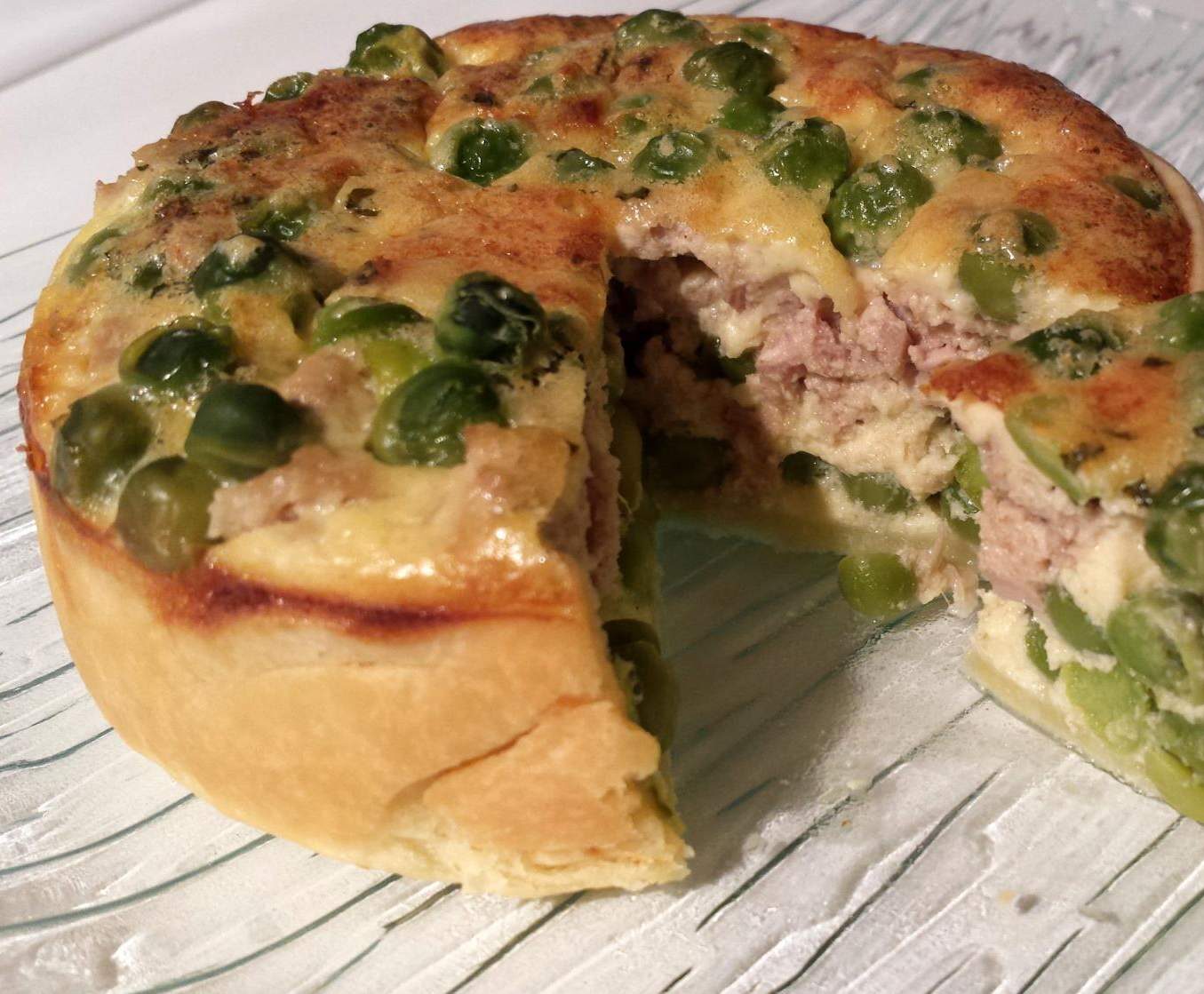 Tarte petits pois, menthe et thon