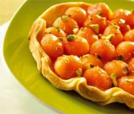 Tatin de melon et pistaches grillées
