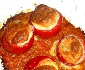 Tomates farcies au mascarpone et au chèvre en soufflé