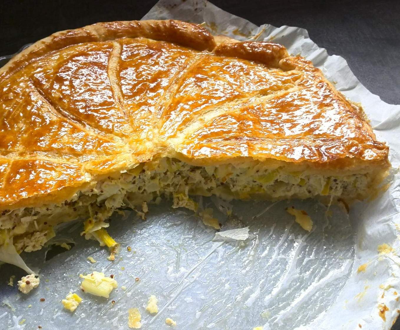 Tourte poulet poireaux moutarde à l'ancienne