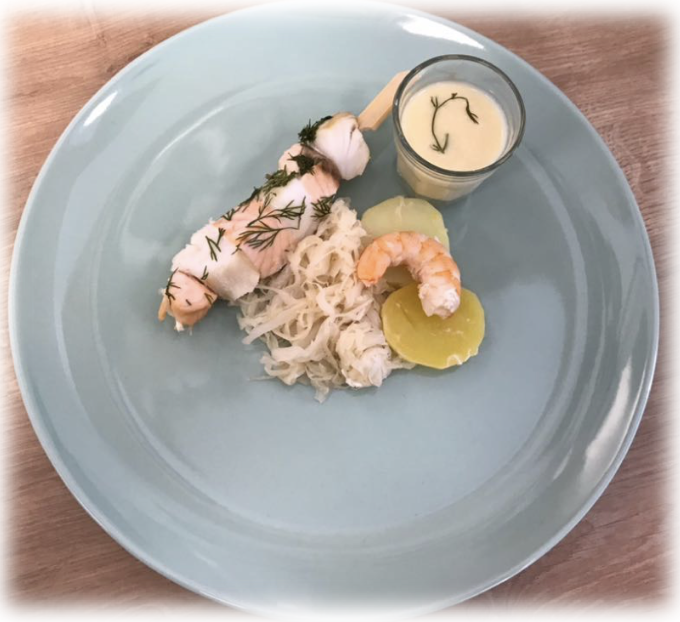 VELOUTE AU RIESLING, CHOUCROUTE FESTIVE AUX SAVEURS IODEES