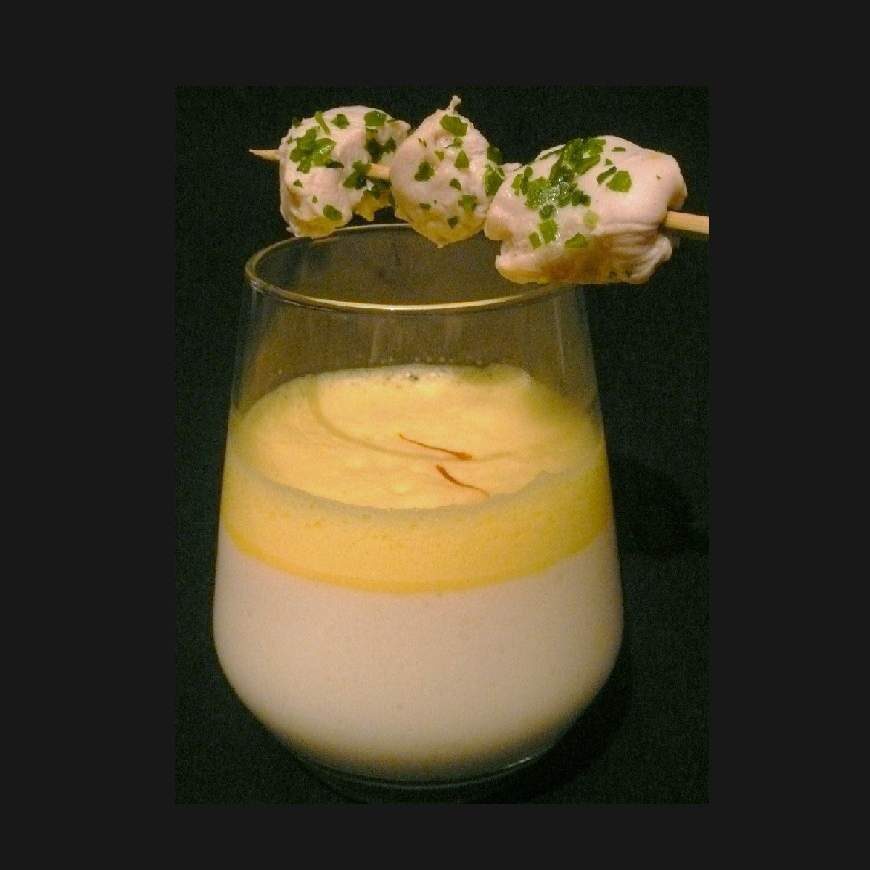 Velouté de riz basmati, écume de safran