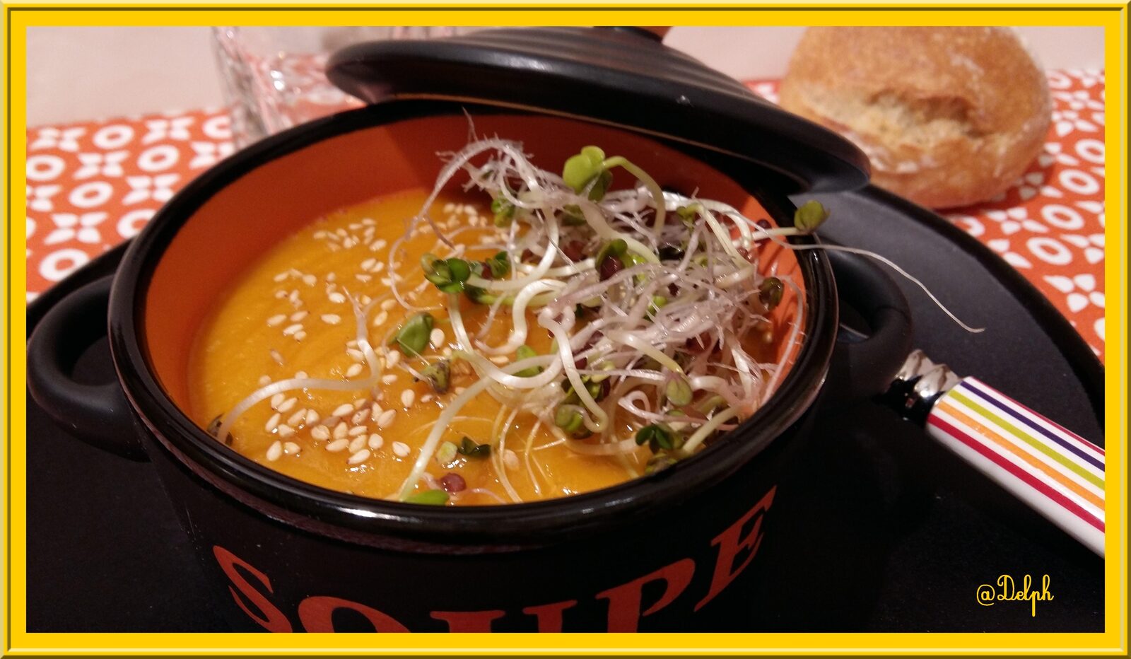 Velouté épicé de Carottes, Patate douce et Oignon