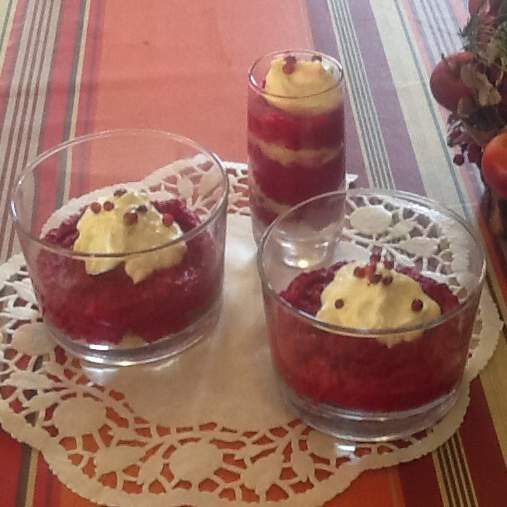 Verrine betterave rouge espuma chèvre miel