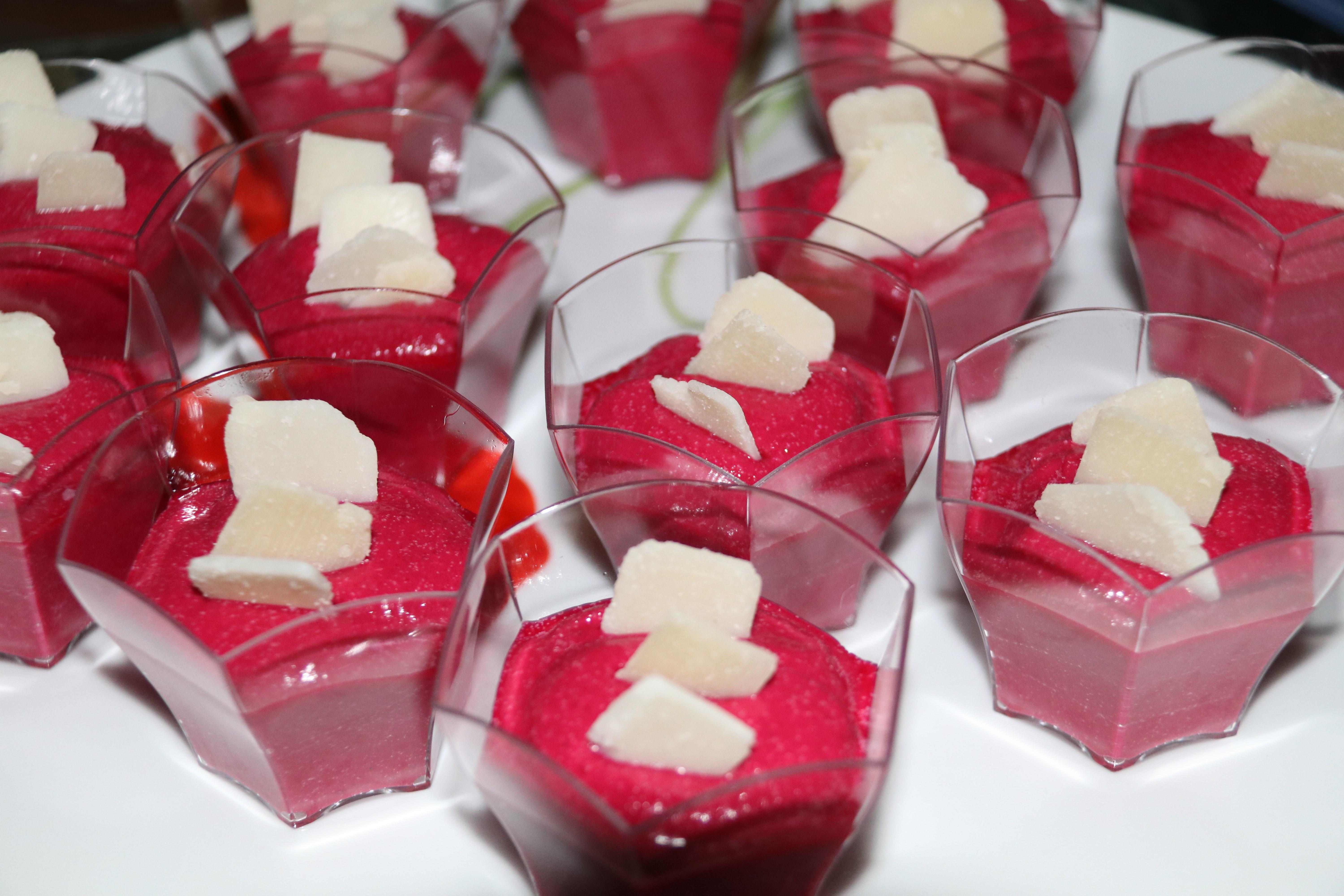 verrine de betterave rouge au chèvre