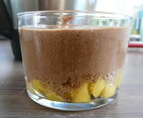 Verrine de mousse au chocolat spéculos et mangue