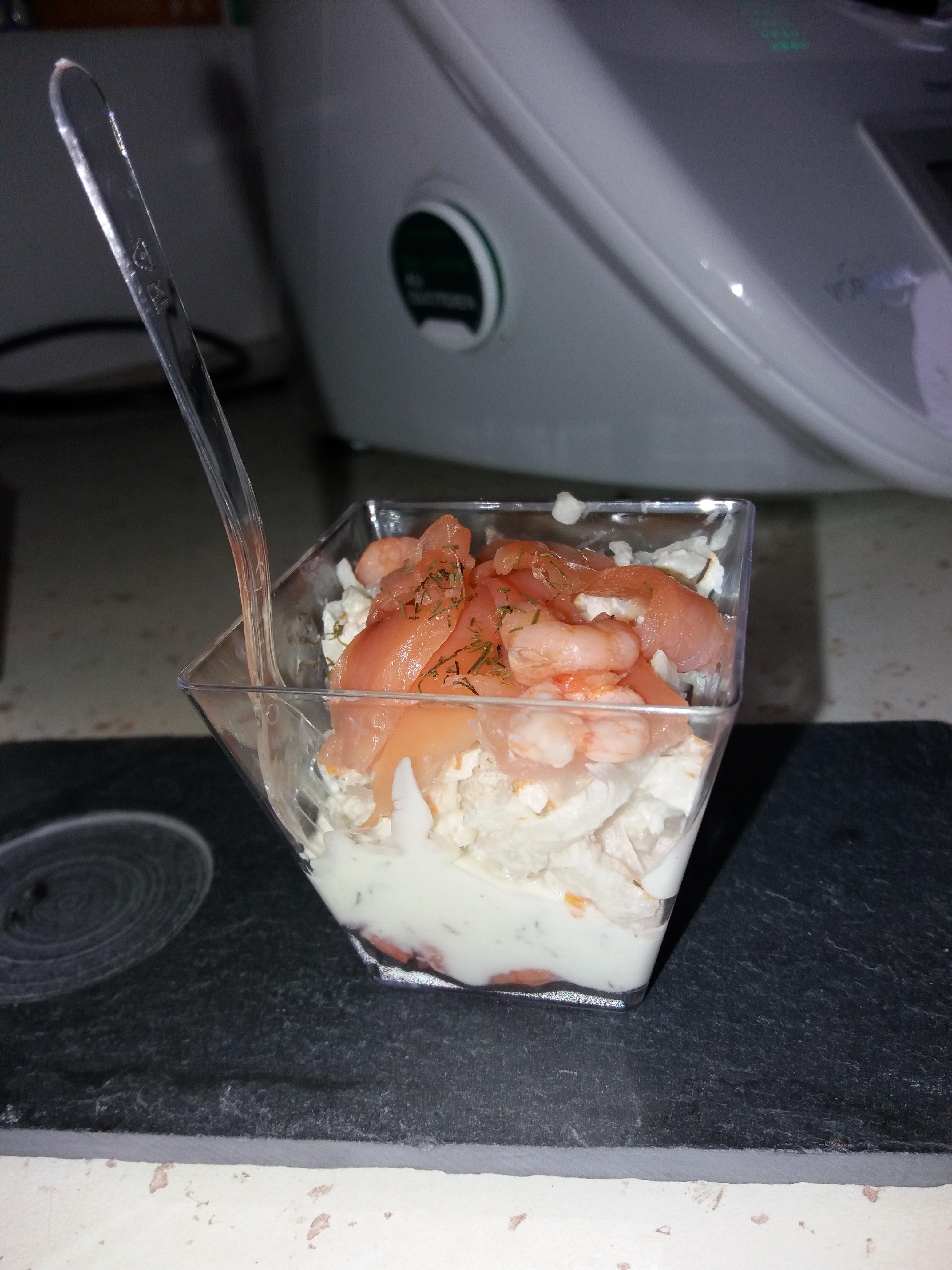 verrines au saumon et crevettes
