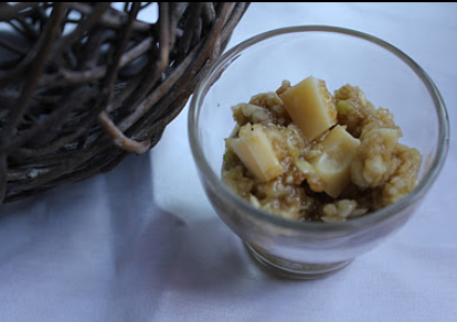 Verrines de salade pomme / courgette au gruyère et vinaigre balsamique