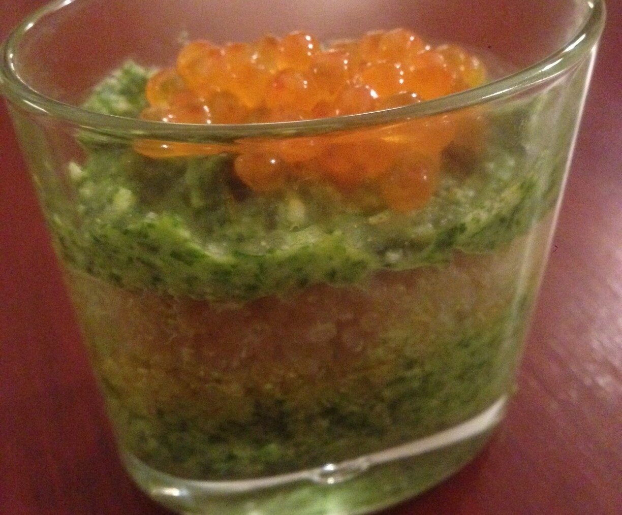 Verrines pesto de roquette et quinoa