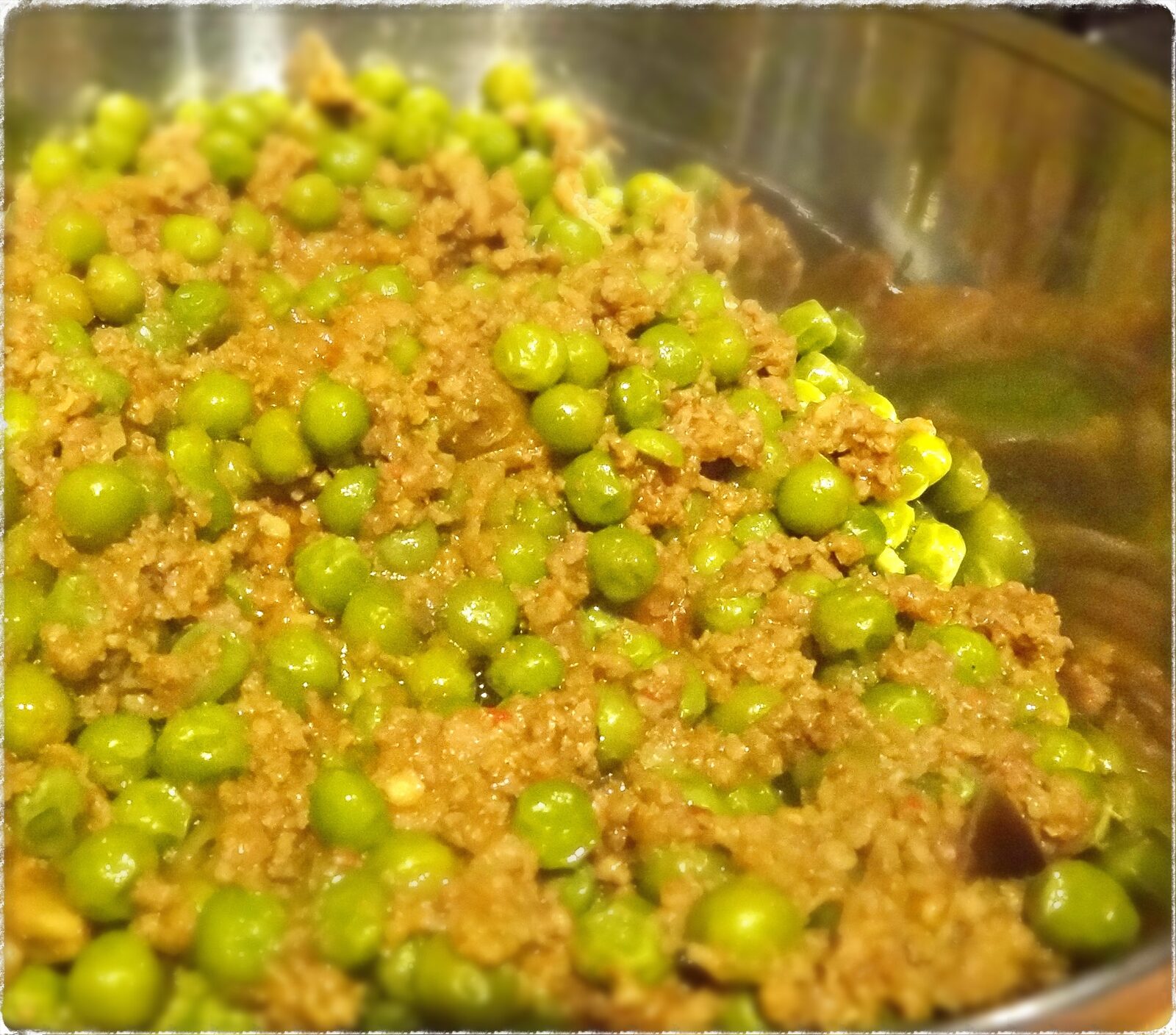 Viande hachée aux petits pois