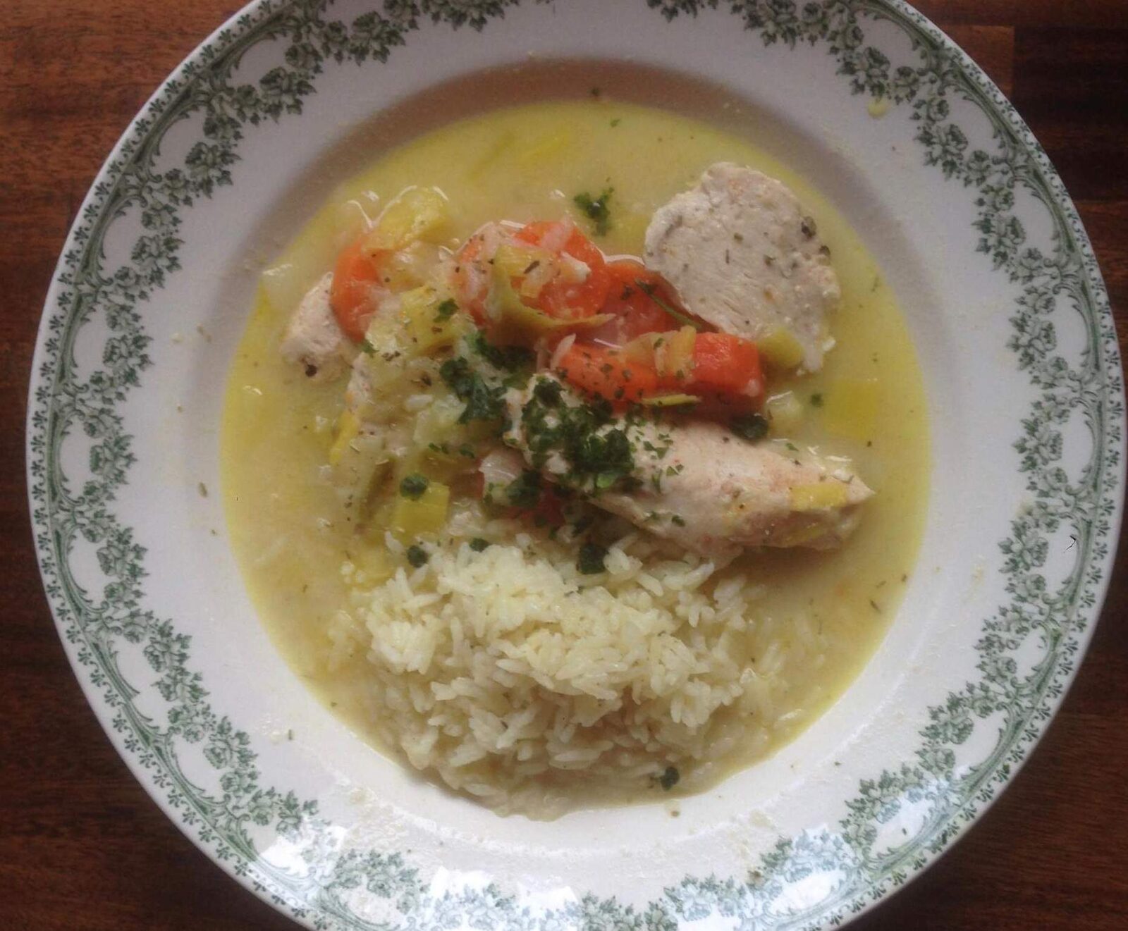 Waterzoï de poulet, légumes vapeur à la belge